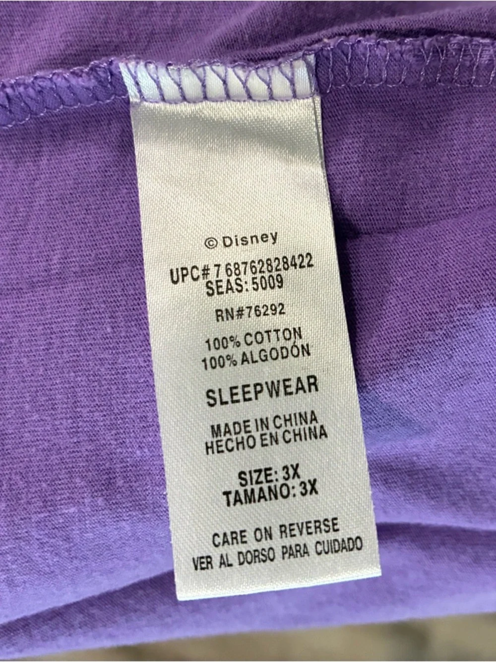 Disney Tinker Bell Purple Sweet Dreams Graphic Plus Size Pajama Top - Picture 5 of 9